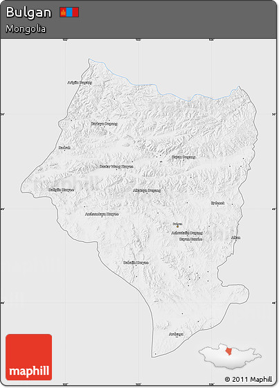 Silver Style Map of Bulgan, single color outside