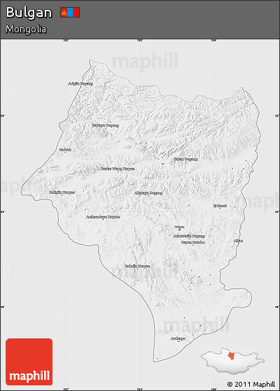 Silver Style Map of Bulgan, single color outside