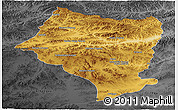 Physical Panoramic Map of Bulgan, darken, desaturated