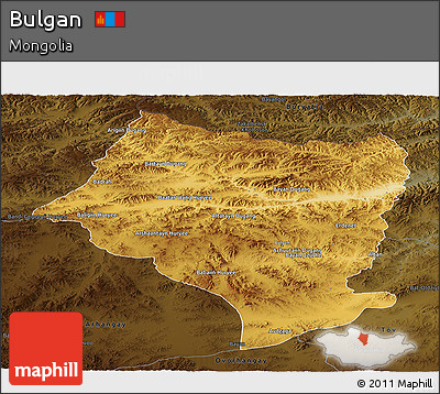 Physical Panoramic Map of Bulgan, darken
