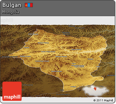 Physical Panoramic Map of Bulgan, darken