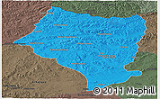 Political Panoramic Map of Bulgan, darken, semi-desaturated