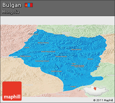 Political Panoramic Map of Bulgan, lighten