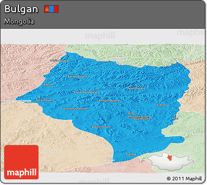 Political Panoramic Map of Bulgan, lighten