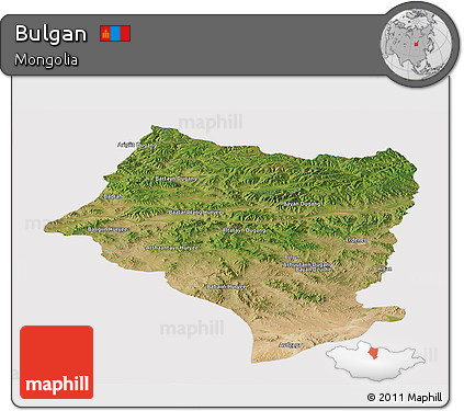 Satellite Panoramic Map of Bulgan, cropped outside