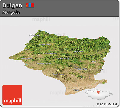 Satellite Panoramic Map of Bulgan, cropped outside