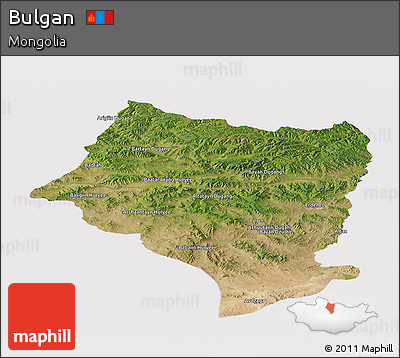 Satellite Panoramic Map of Bulgan, cropped outside