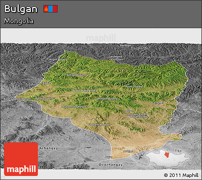 Satellite Panoramic Map of Bulgan, desaturated