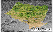 Satellite Panoramic Map of Bulgan, desaturated