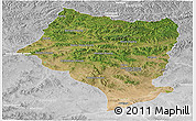 Satellite Panoramic Map of Bulgan, lighten, desaturated