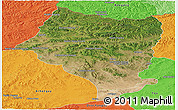 Satellite Panoramic Map of Bulgan, political outside