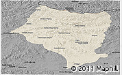 Shaded Relief Panoramic Map of Bulgan, darken, desaturated