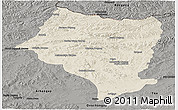 Shaded Relief Panoramic Map of Bulgan, darken, semi-desaturated