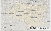 Shaded Relief Panoramic Map of Bulgan, semi-desaturated