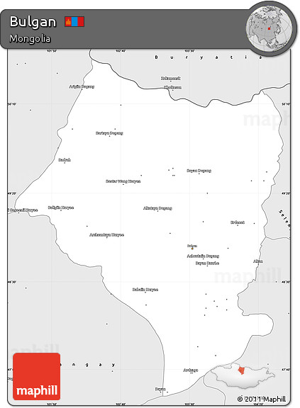 Silver Style Simple Map of Bulgan