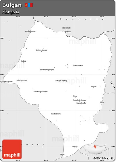 Silver Style Simple Map of Bulgan