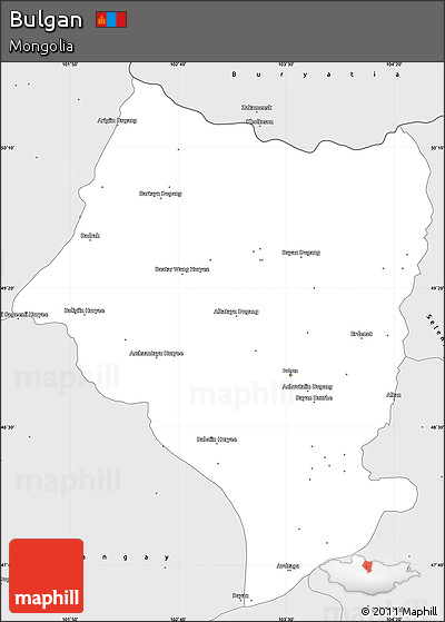 Silver Style Simple Map of Bulgan