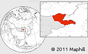 Blank Location Map of Dornod, highlighted country