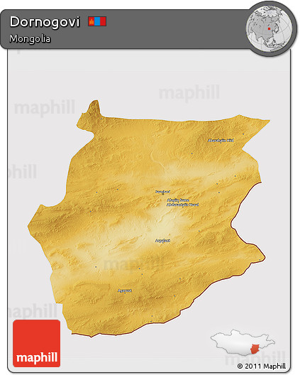 Physical 3D Map of Dornogovi, cropped outside