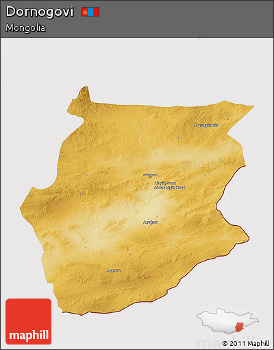 Physical 3D Map of Dornogovi, cropped outside