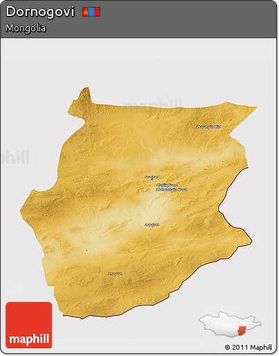 Physical 3D Map of Dornogovi, cropped outside