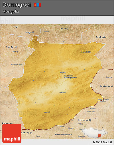 Physical 3D Map of Dornogovi, satellite outside