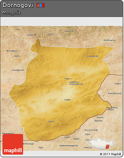 Physical 3D Map of Dornogovi, satellite outside