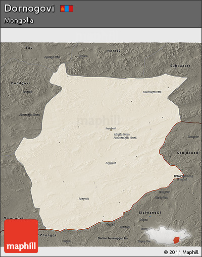Shaded Relief 3D Map of Dornogovi, darken
