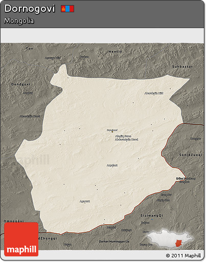 Shaded Relief 3D Map of Dornogovi, darken