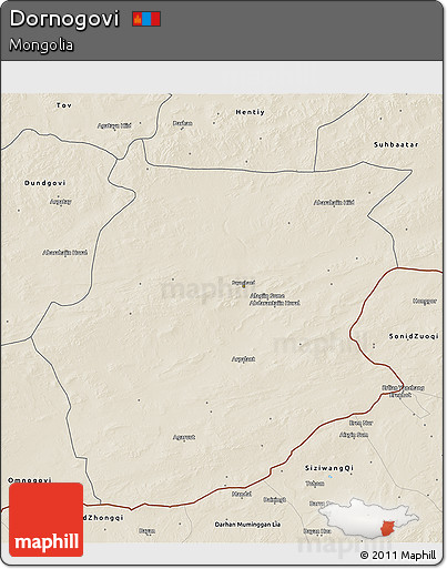 Shaded Relief 3D Map of Dornogovi