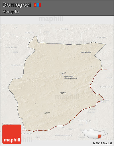 Shaded Relief 3D Map of Dornogovi, lighten