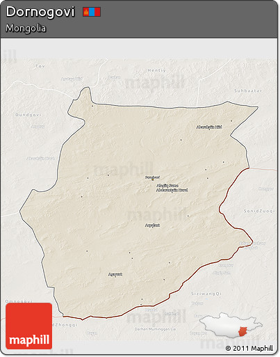 Shaded Relief 3D Map of Dornogovi, lighten