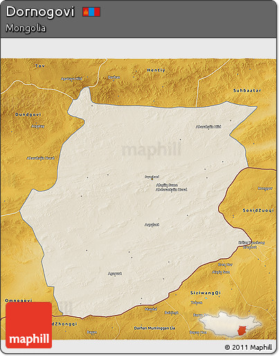 Shaded Relief 3D Map of Dornogovi, physical outside