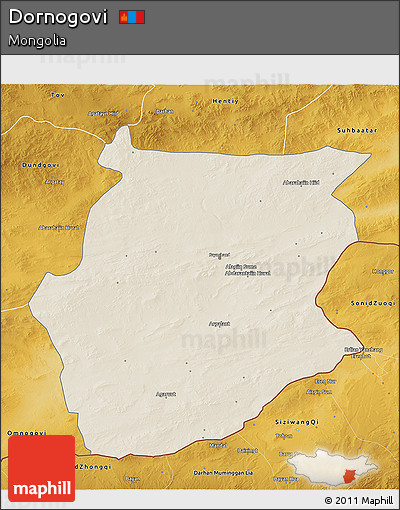 Shaded Relief 3D Map of Dornogovi, physical outside