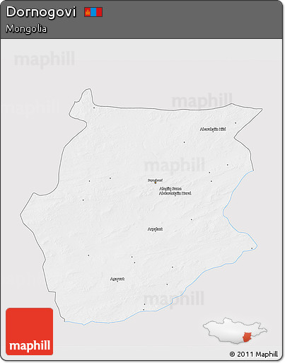 Silver Style 3D Map of Dornogovi, single color outside