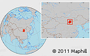 Gray Location Map of Dornogovi, within the entire country