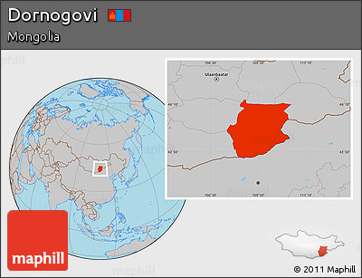 Gray Location Map of Dornogovi