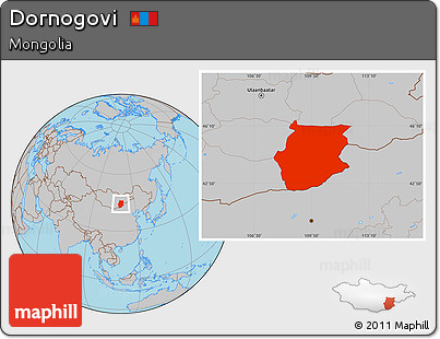 Gray Location Map of Dornogovi