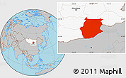 Gray Location Map of Dornogovi, highlighted country