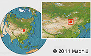 Satellite Location Map of Dornogovi, within the entire country