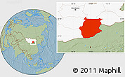 Savanna Style Location Map of Dornogovi, highlighted country, hill shading