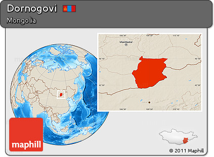 Shaded Relief Location Map of Dornogovi