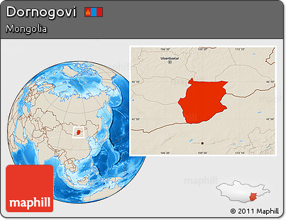Shaded Relief Location Map of Dornogovi