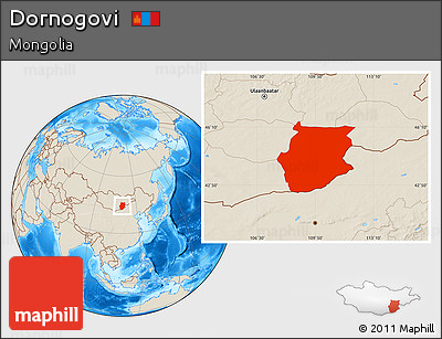 Shaded Relief Location Map of Dornogovi