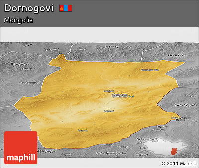 Physical Panoramic Map of Dornogovi, desaturated