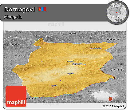 Physical Panoramic Map of Dornogovi, desaturated