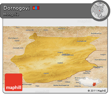 Physical Panoramic Map of Dornogovi, satellite outside