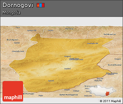 Physical Panoramic Map of Dornogovi, satellite outside