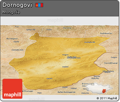 Physical Panoramic Map of Dornogovi, satellite outside