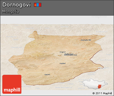 Satellite Panoramic Map of Dornogovi, lighten